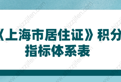 2022年《上海市居住证》积分指标体系表,官方版