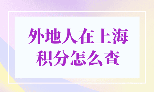 外地人在上海积分怎么查